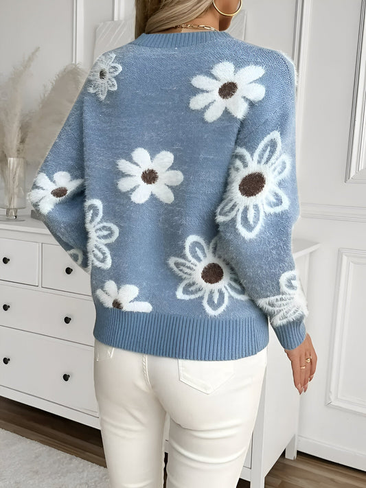 Ilva | Pull en tricot viscose avec motif floral