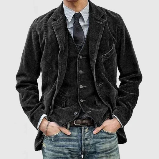 Vigil - Veste à revers en velours côtelé vintage pour homme