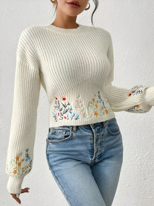 Isolde | Elégant pull-over en maille florale