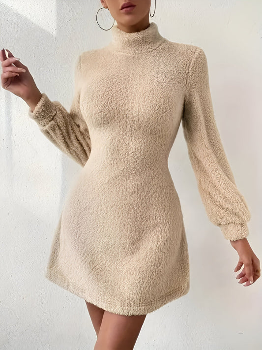 Carmelina | Elégante robe Mock Neck Fuzzy Slim