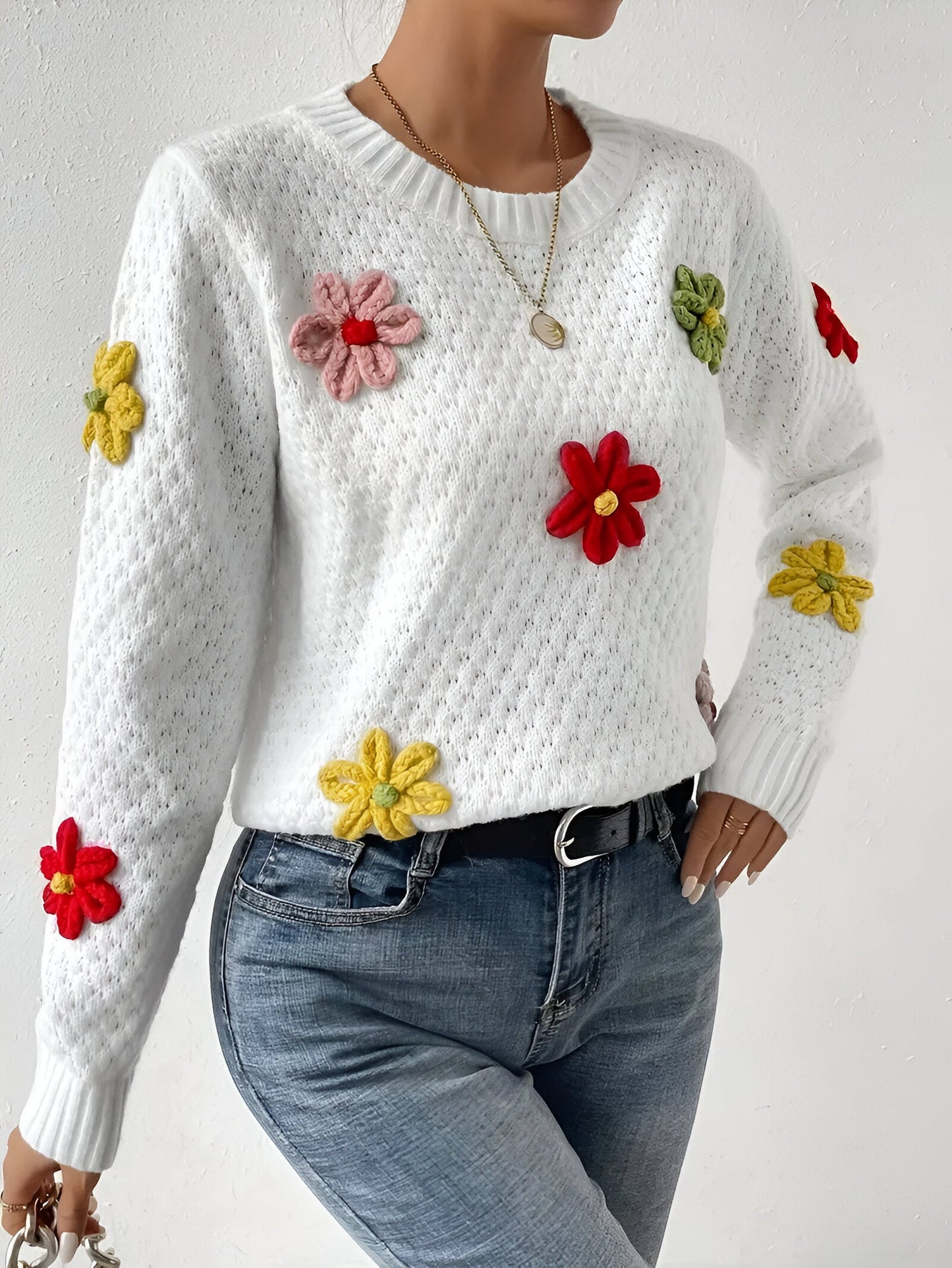 Camila | Pull à col rond et imprimé à fleurs