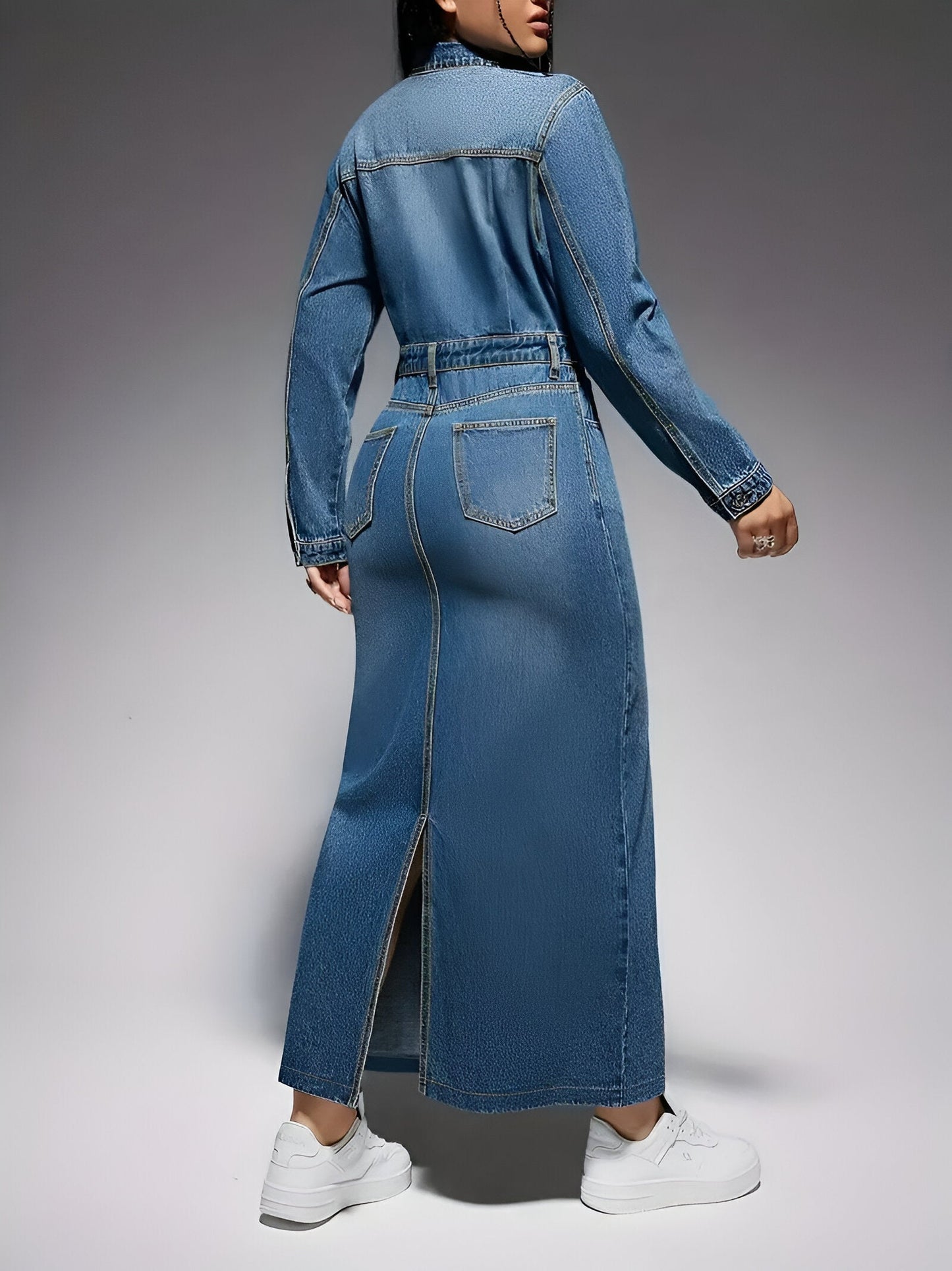 Jacinta | Stylée robe à manches longues en denim