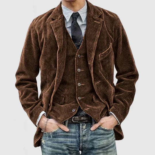 Vigil - Veste à revers en velours côtelé vintage pour homme