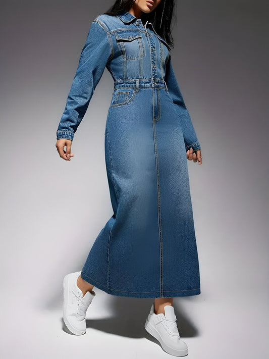 Jacinta | Stylée robe à manches longues en denim