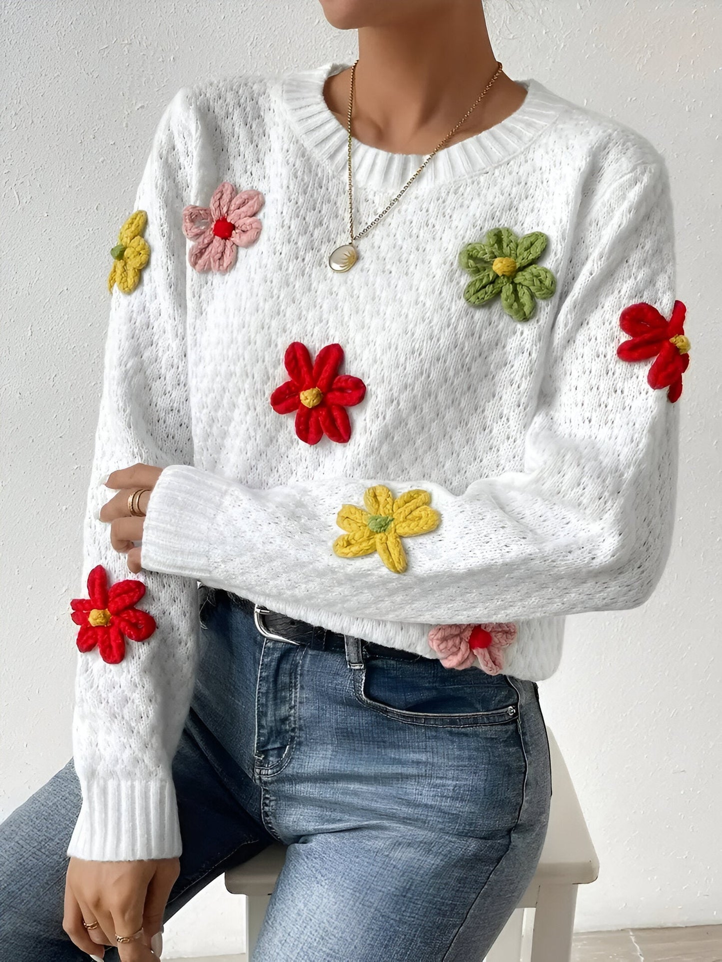 Camila | Pull à col rond et imprimé à fleurs