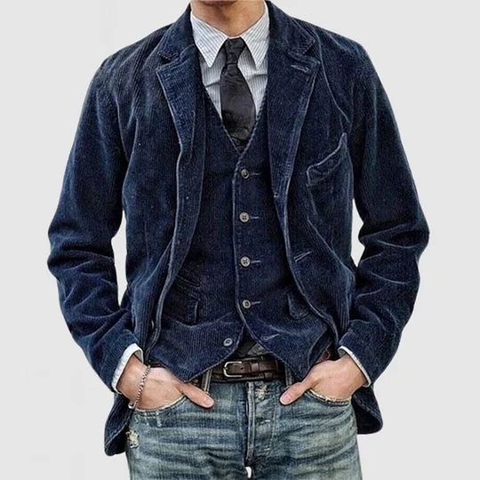 Vigil - Veste à revers en velours côtelé vintage pour homme