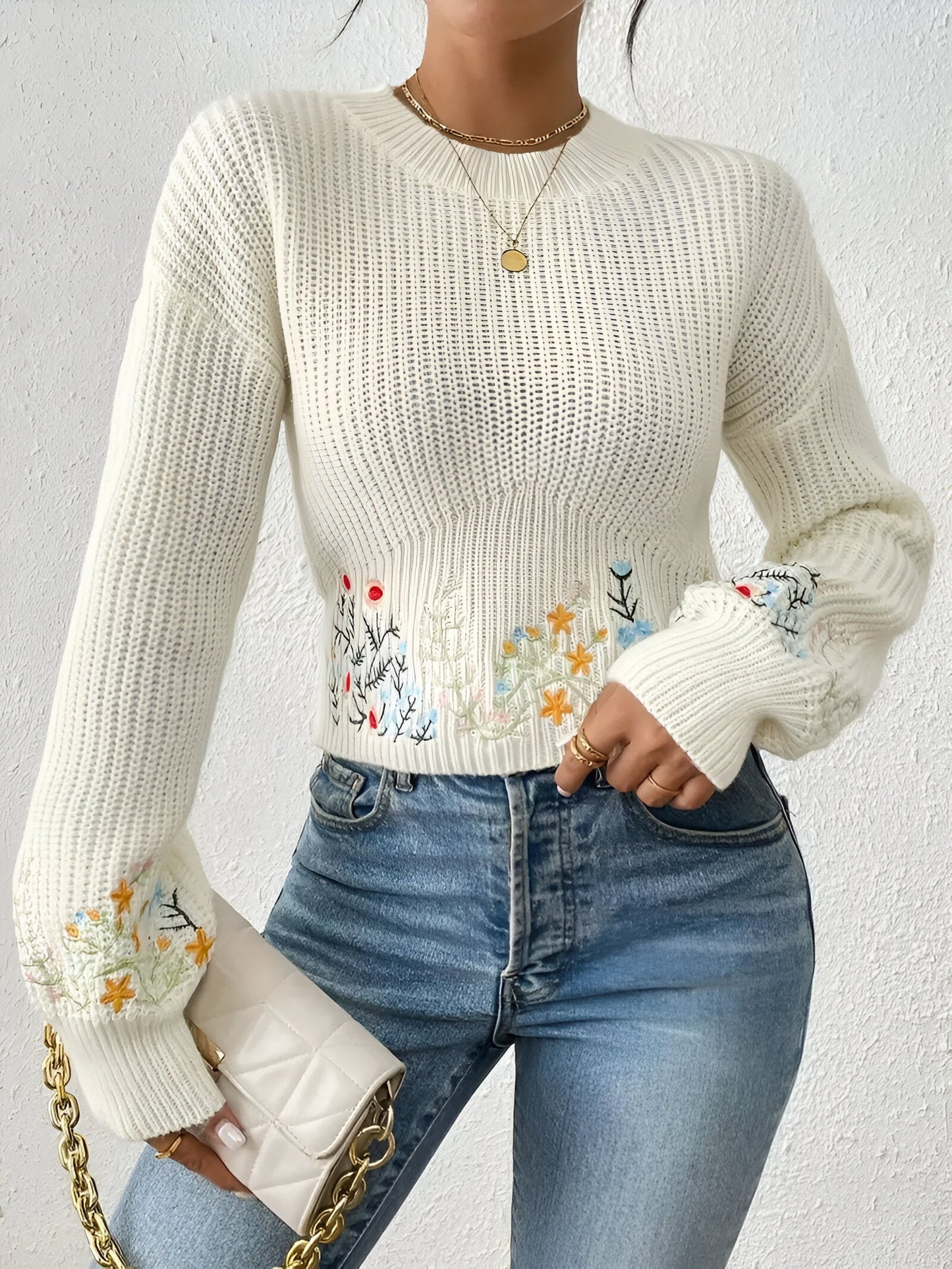 Drew | Chic polyvalent - élégant pull-over en maille florale