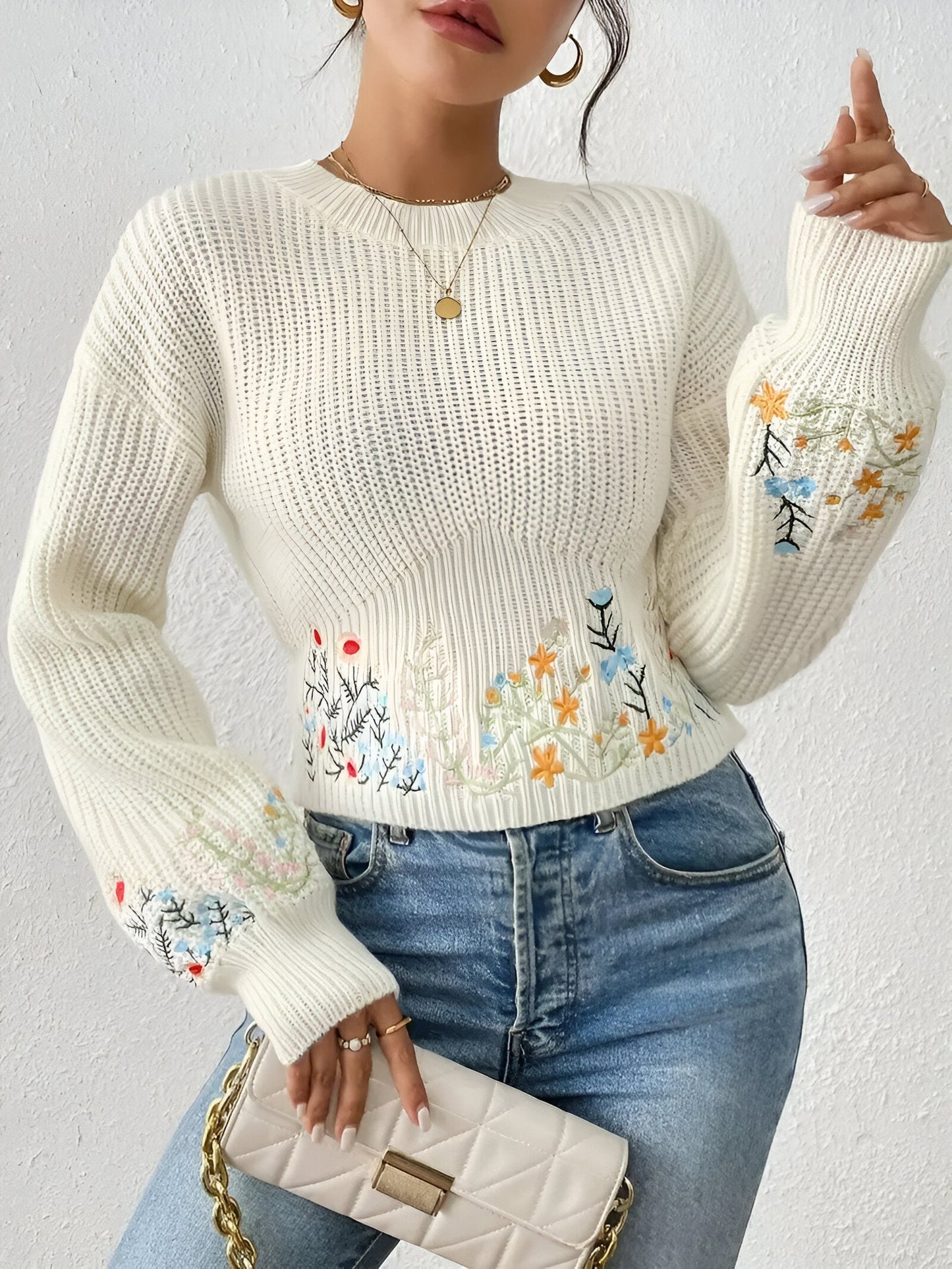 Drew | Chic polyvalent - élégant pull-over en maille florale