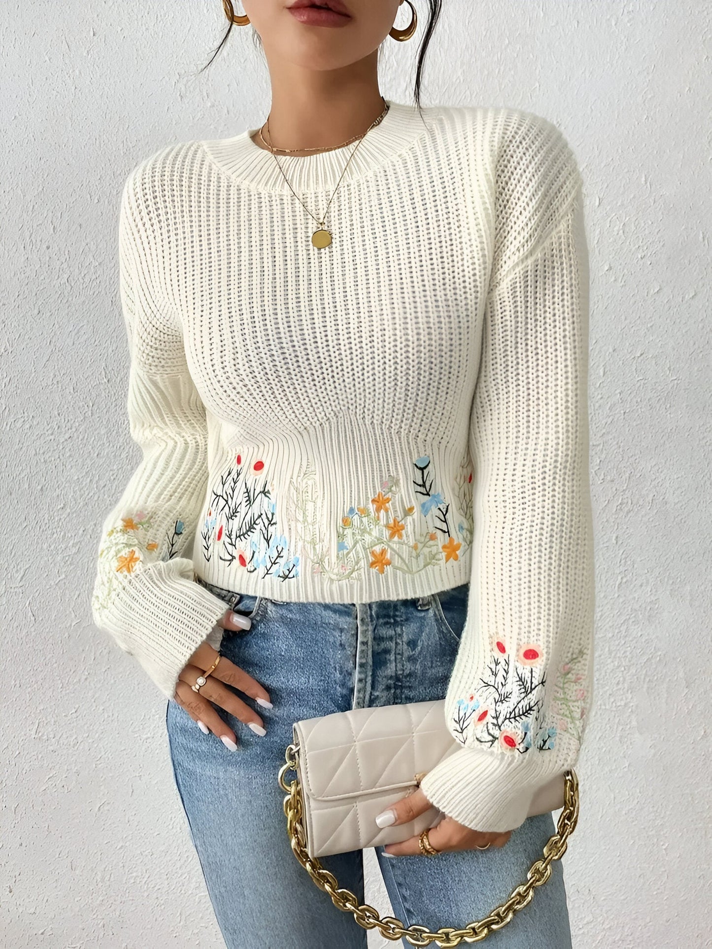 Drew | Chic polyvalent - élégant pull-over en maille florale