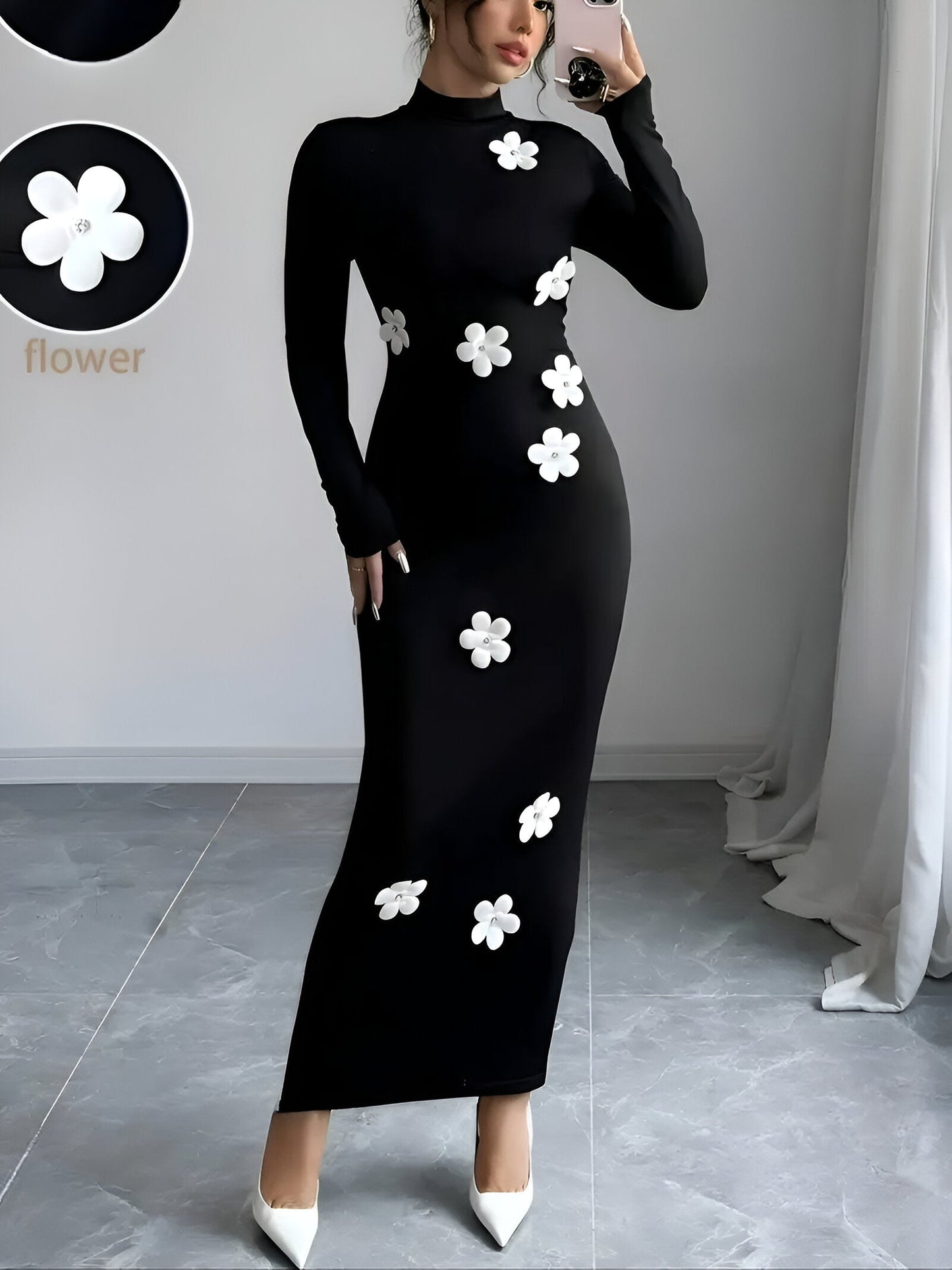 Camomilla | Elégante robe bodycon avec encolure florale